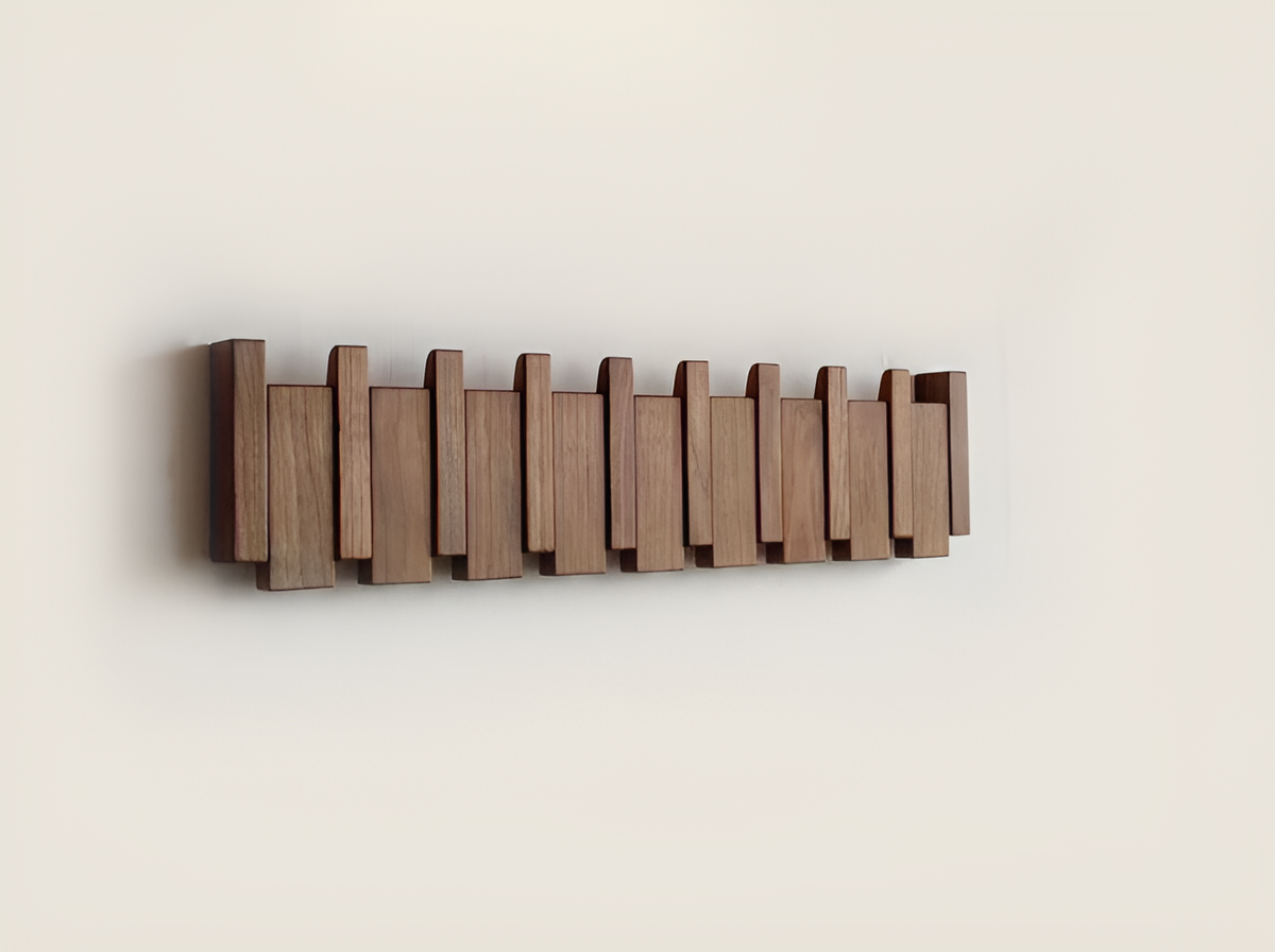 Floroux | Étagère Murale Piano en Bois | Crochets Pliables