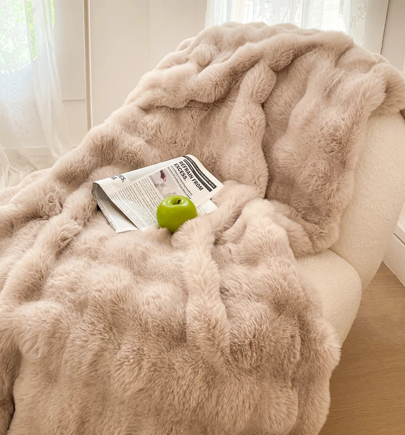 Floroux | Couverture Fausse Fourrure | Douceur et Chaleur Hivernale