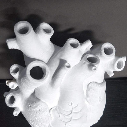 Floroux | Vase Cœur Anatomique | Design Artistique | Blanc, Rouge, Or